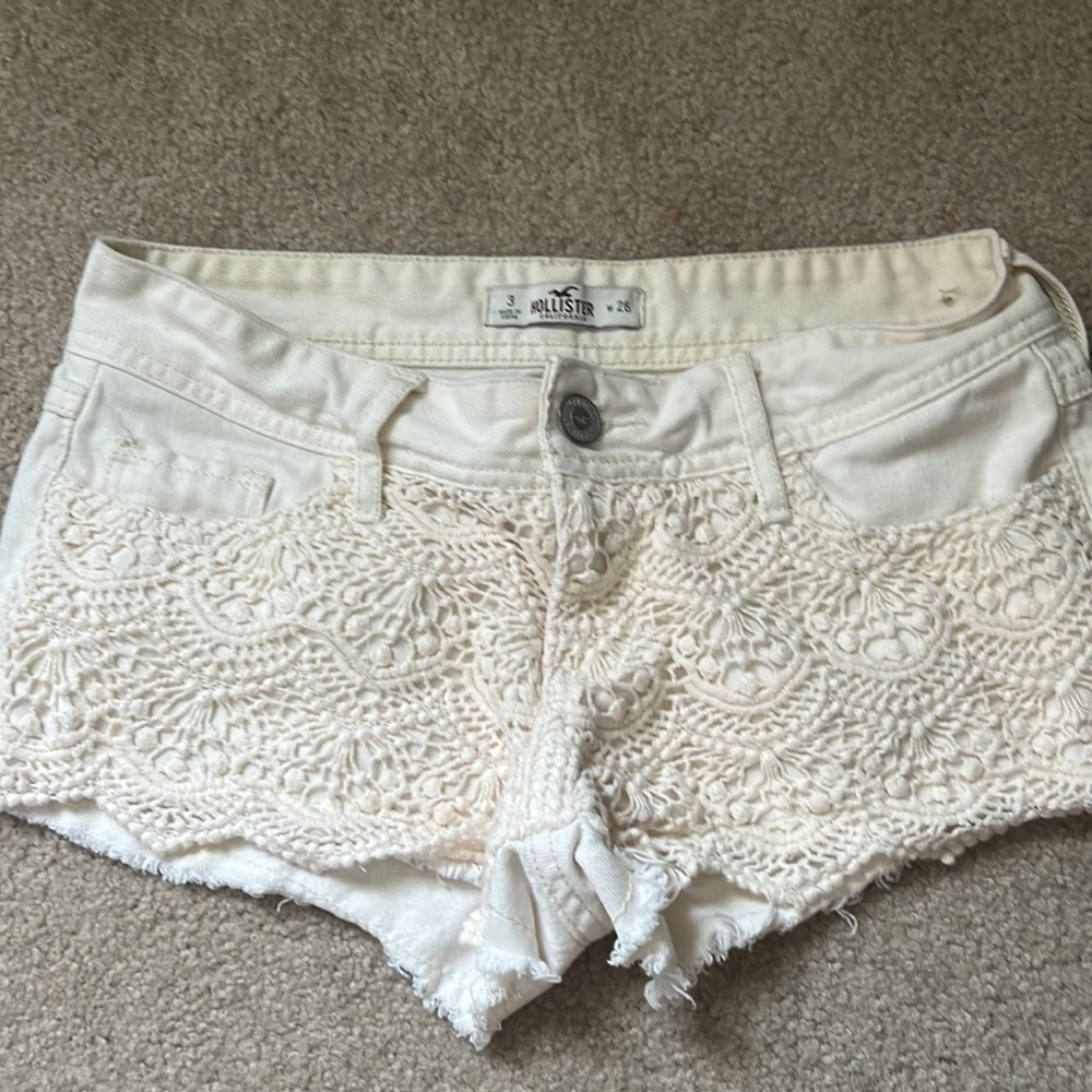 Hollister denim shorts white